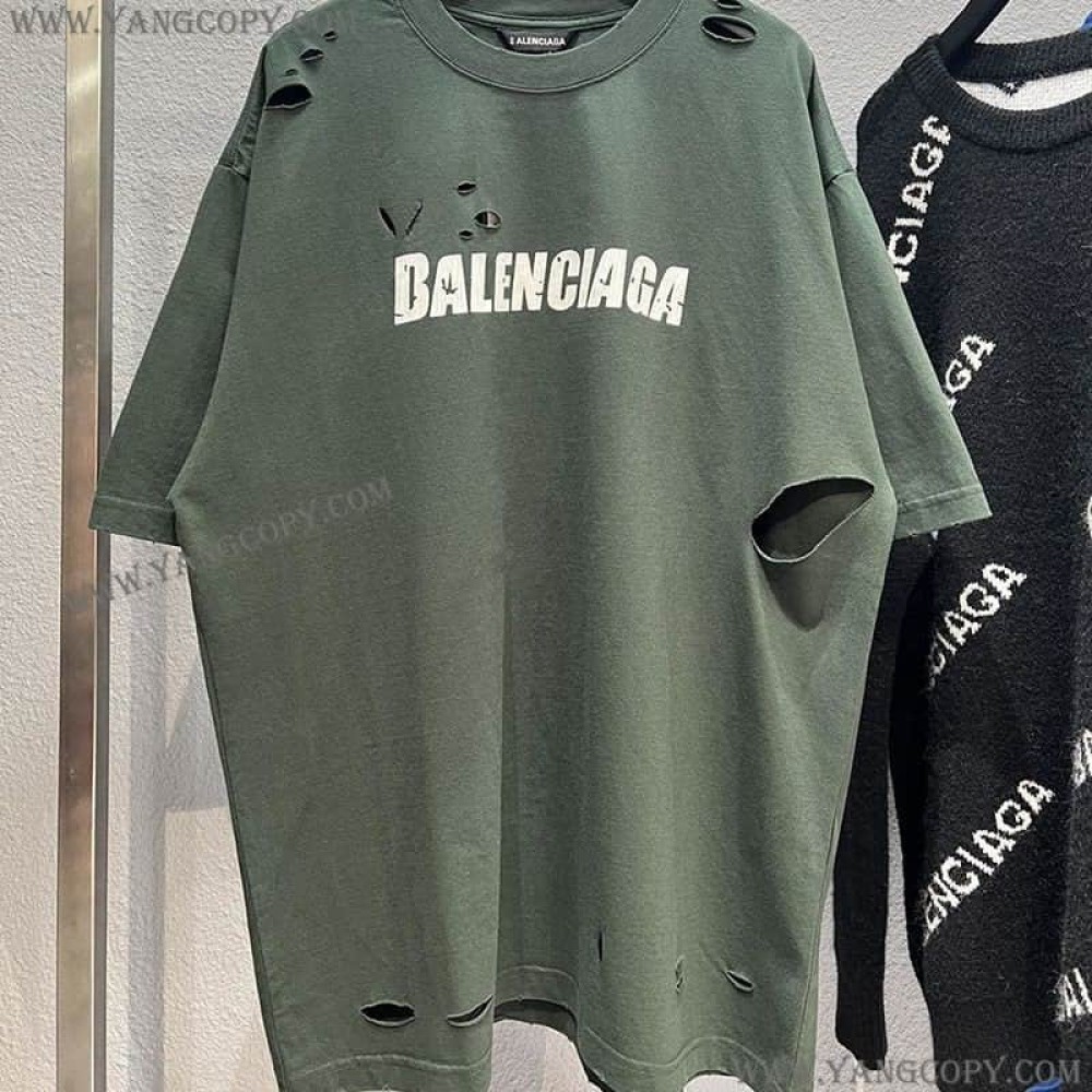 バレンシアガ コピー ロゴ入りコットンTシャツ bar32377