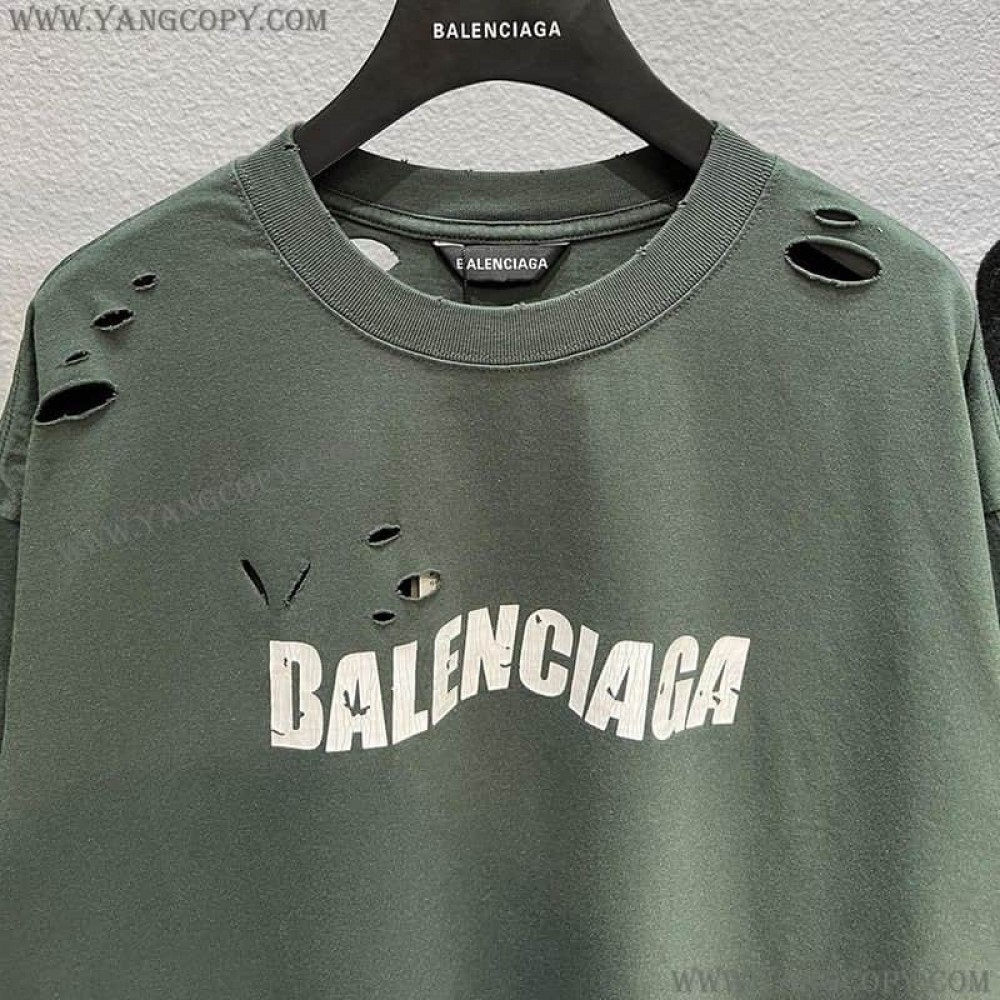 バレンシアガ コピー ロゴ入りコットンTシャツ bar32377