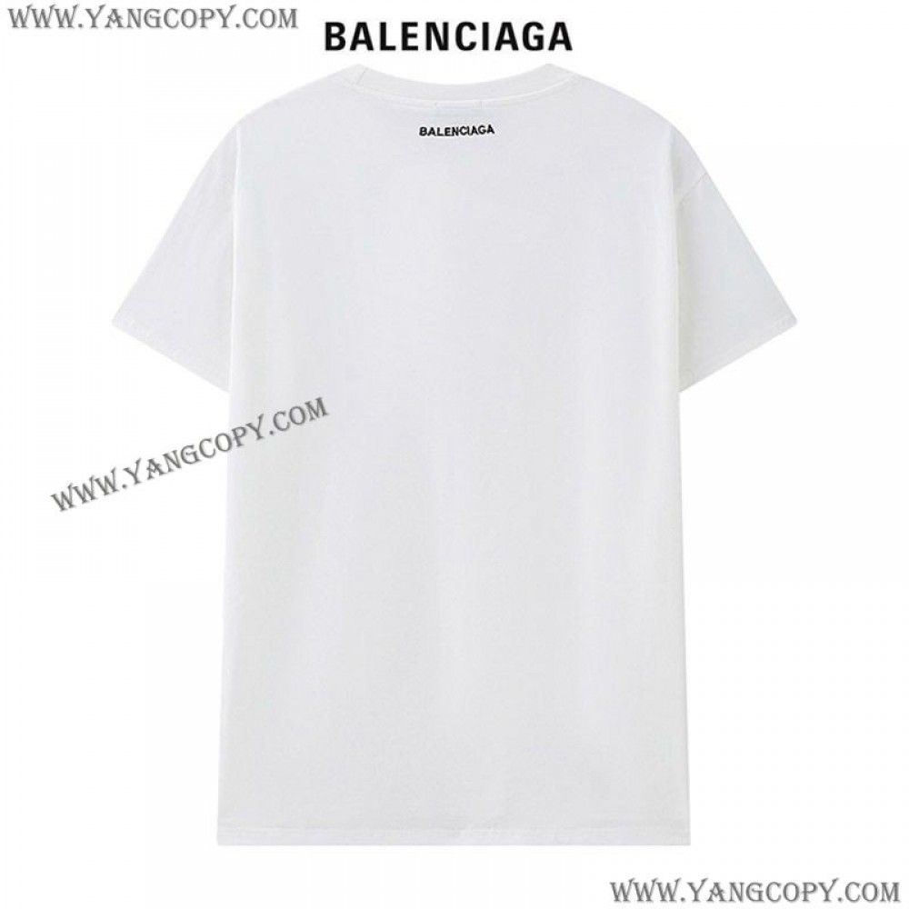 バレンシアガ 偽物 スマイリープリント Tシャツ 2色 bar71195