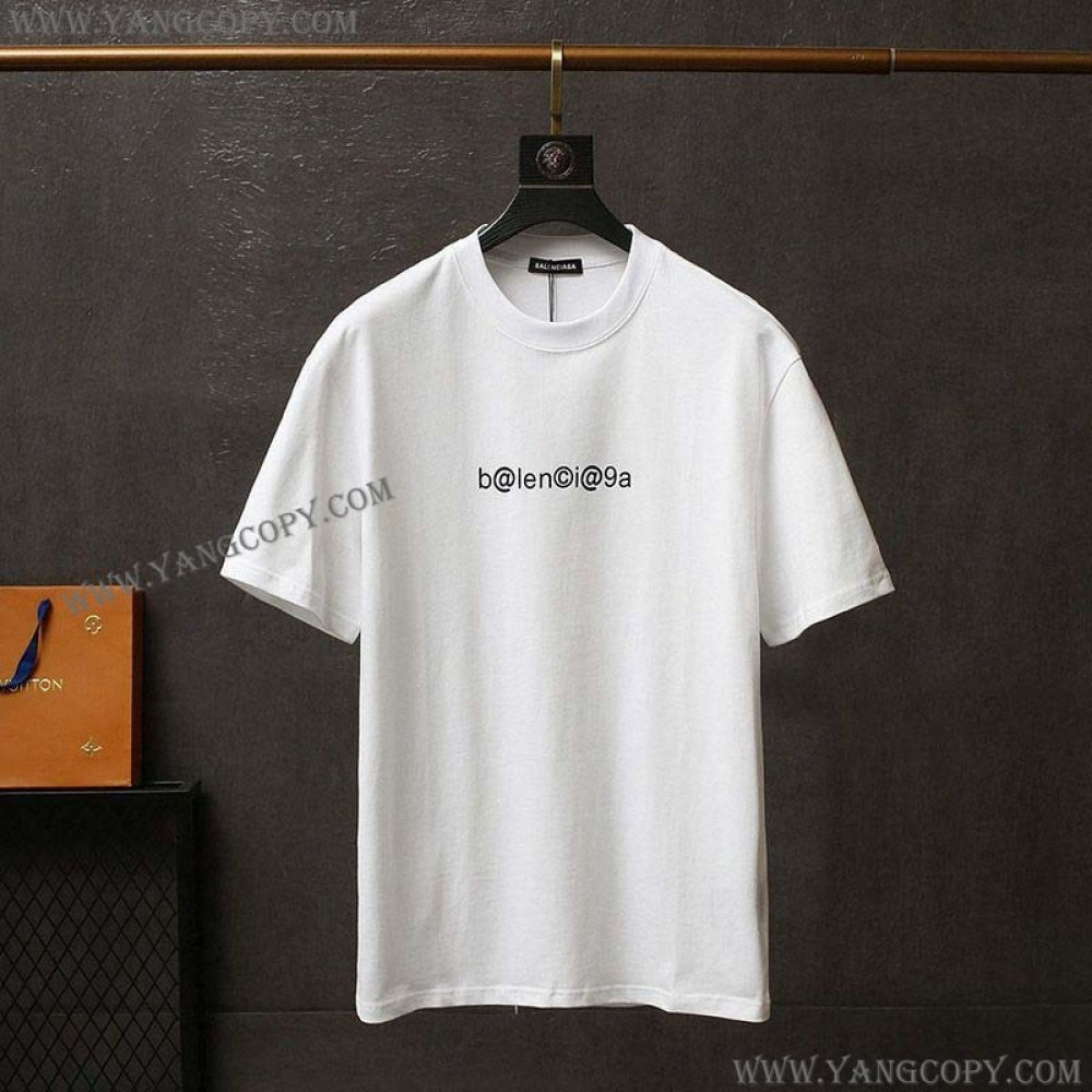 バレンシアガ 偽物 メールボックスモノグラムプリント Tシャツ ホワイト bax56388
