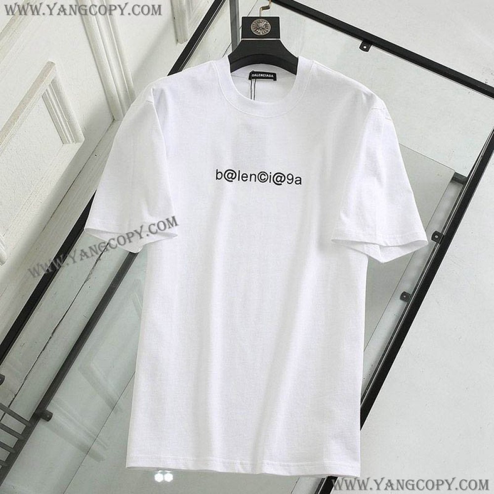 バレンシアガ 偽物 メールボックスモノグラムプリント Tシャツ ホワイト bax56388