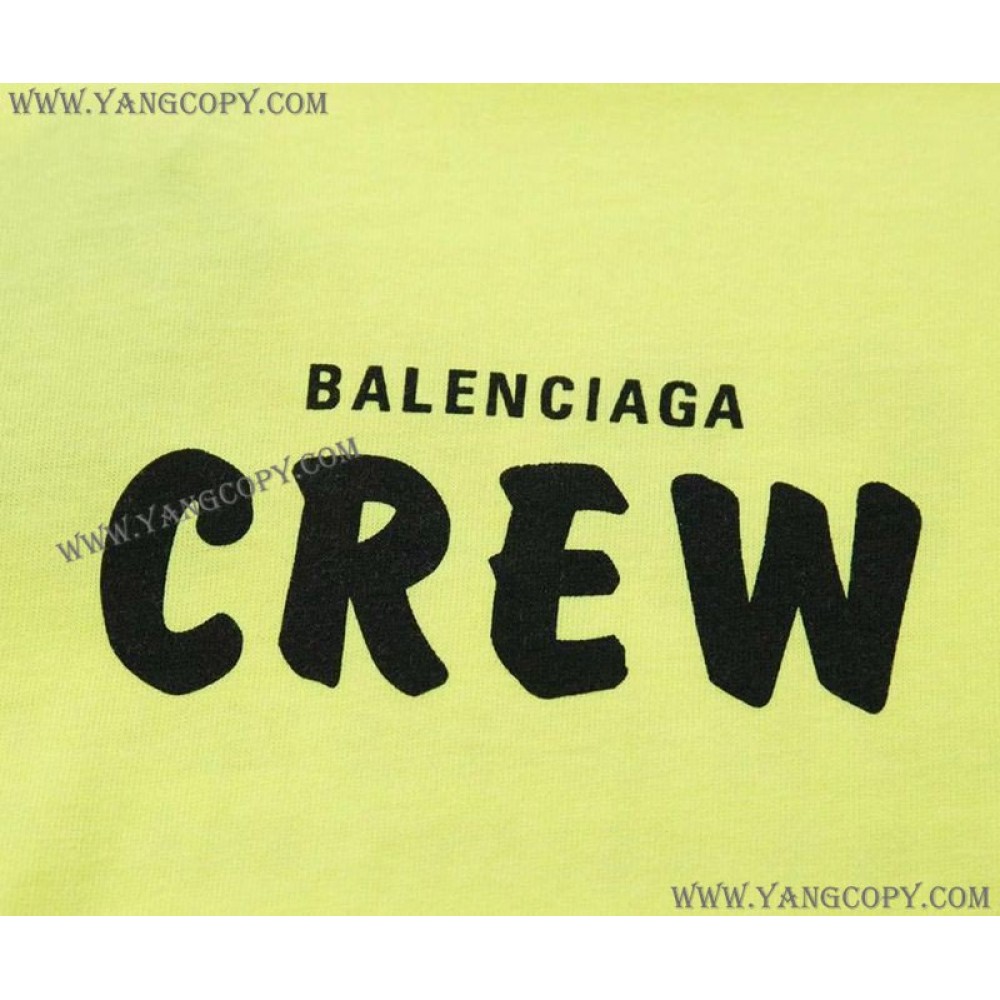 バレンシアガ スーパーコピー CREWロゴ Tシャツ イエロー bah06821