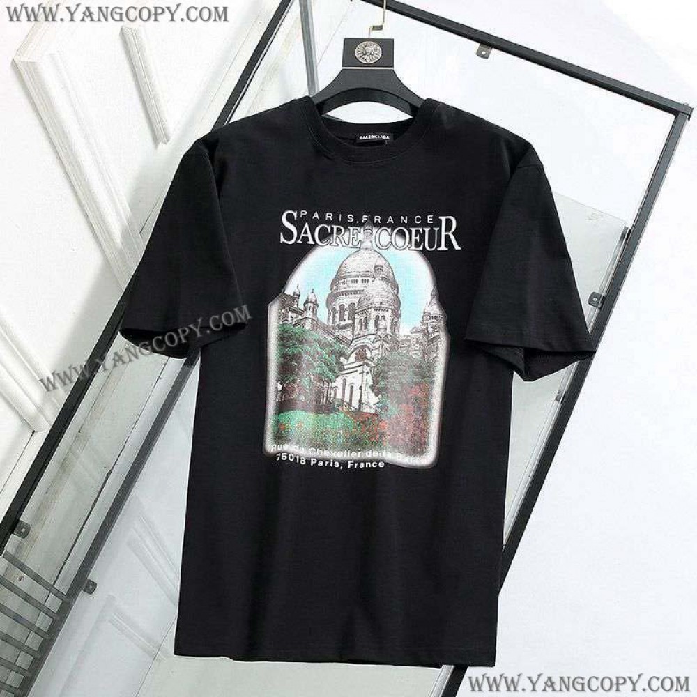 バレンシアガ スーパーコピー クルーネック Tシャツ SACRE COEUR ブラック bar35088