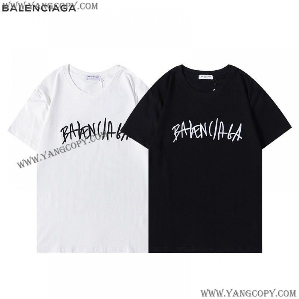バレンシアガ コピー クルーネックロゴ Tシャツ 2色 bae25524
