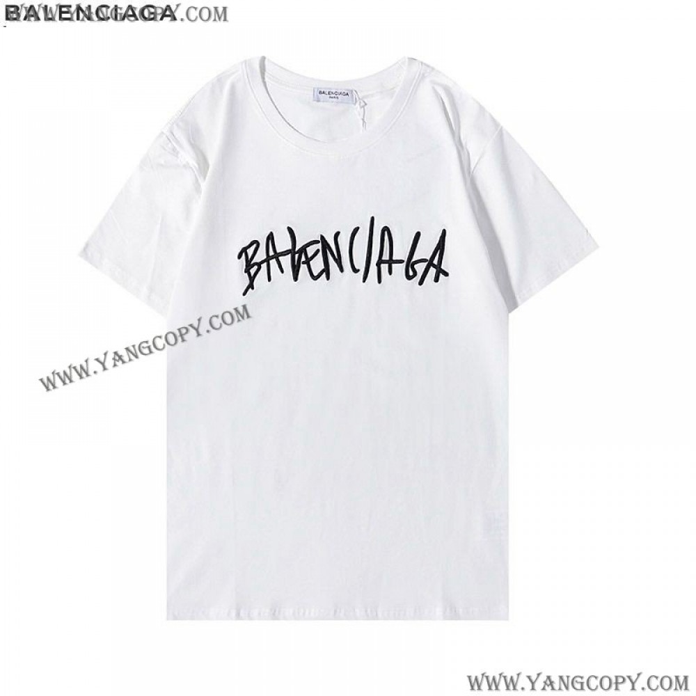 バレンシアガ コピー クルーネックロゴ Tシャツ 2色 bae25524