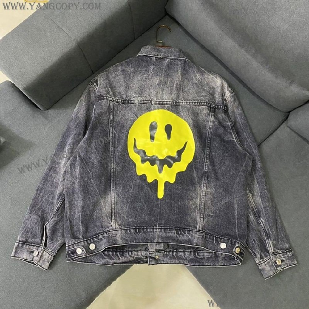バレンシアガ 偽物 Drip Peace Large Fit ジャケット ストーンウォッシュ ブラックデニム bau61029