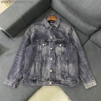 バレンシアガ 偽物 Drip Peace Large Fit ジャケット ストーンウォッシュ ブラックデニム bau61029