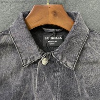 バレンシアガ 偽物 Drip Peace Large Fit ジャケット ストーンウォッシュ ブラックデニム bau61029