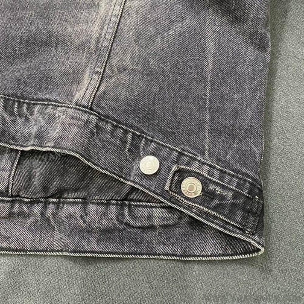 バレンシアガ 偽物 Drip Peace Large Fit ジャケット ストーンウォッシュ ブラックデニム bau61029