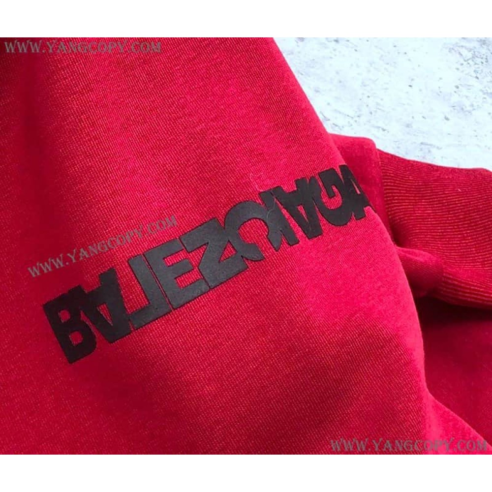 バレンシアガ 偽物 パーカー LOGO ミディアムフィット フーディー レッド 600583TIV846540