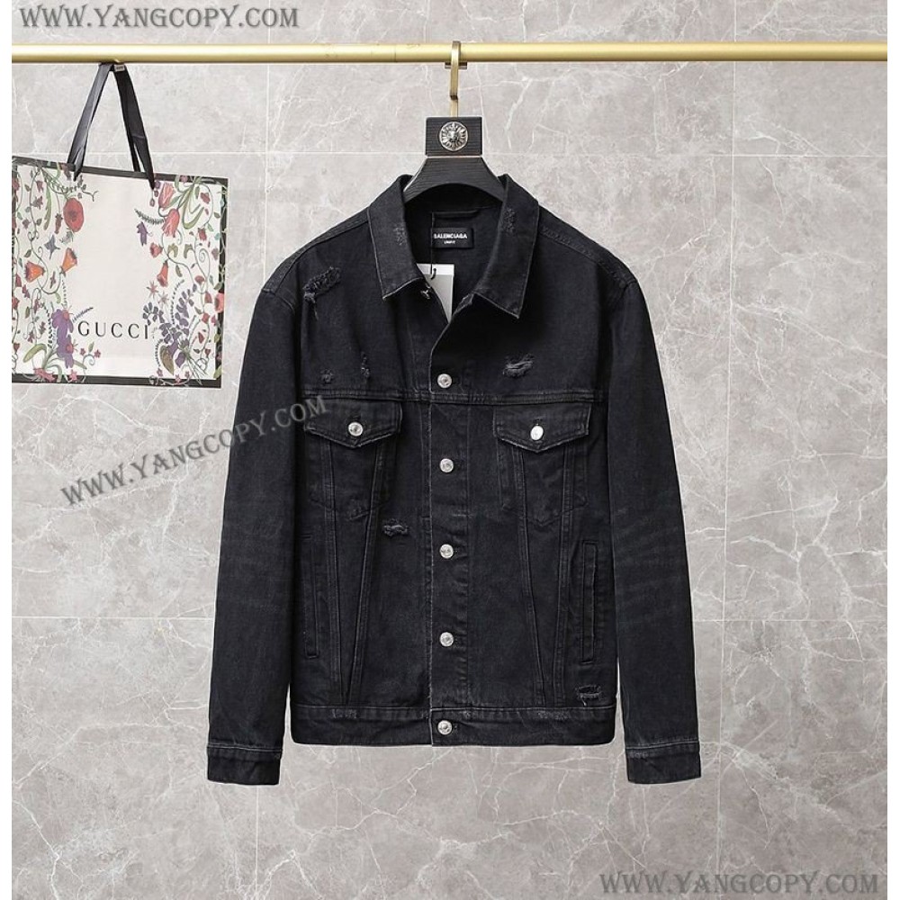 バレンシアガ 偽物 Barcode Large Fit ジャケット ブラックデニム bax80679