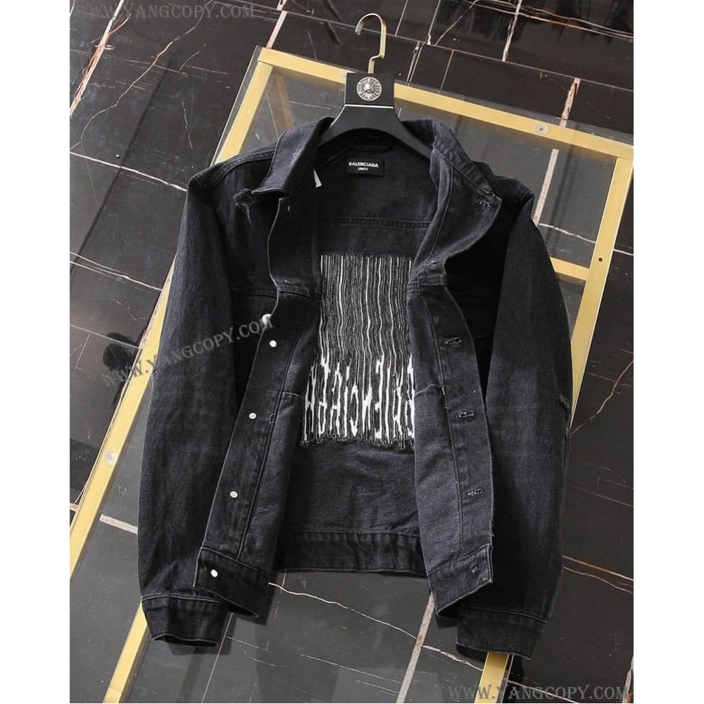 バレンシアガ 偽物 Barcode Large Fit ジャケット ブラックデニム bax80679