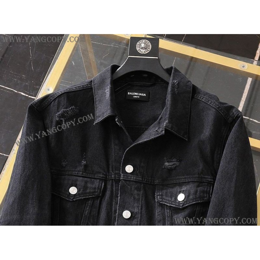 バレンシアガ 偽物 Barcode Large Fit ジャケット ブラックデニム bax80679