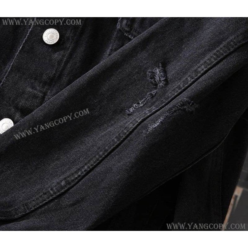 バレンシアガ 偽物 Barcode Large Fit ジャケット ブラックデニム bax80679