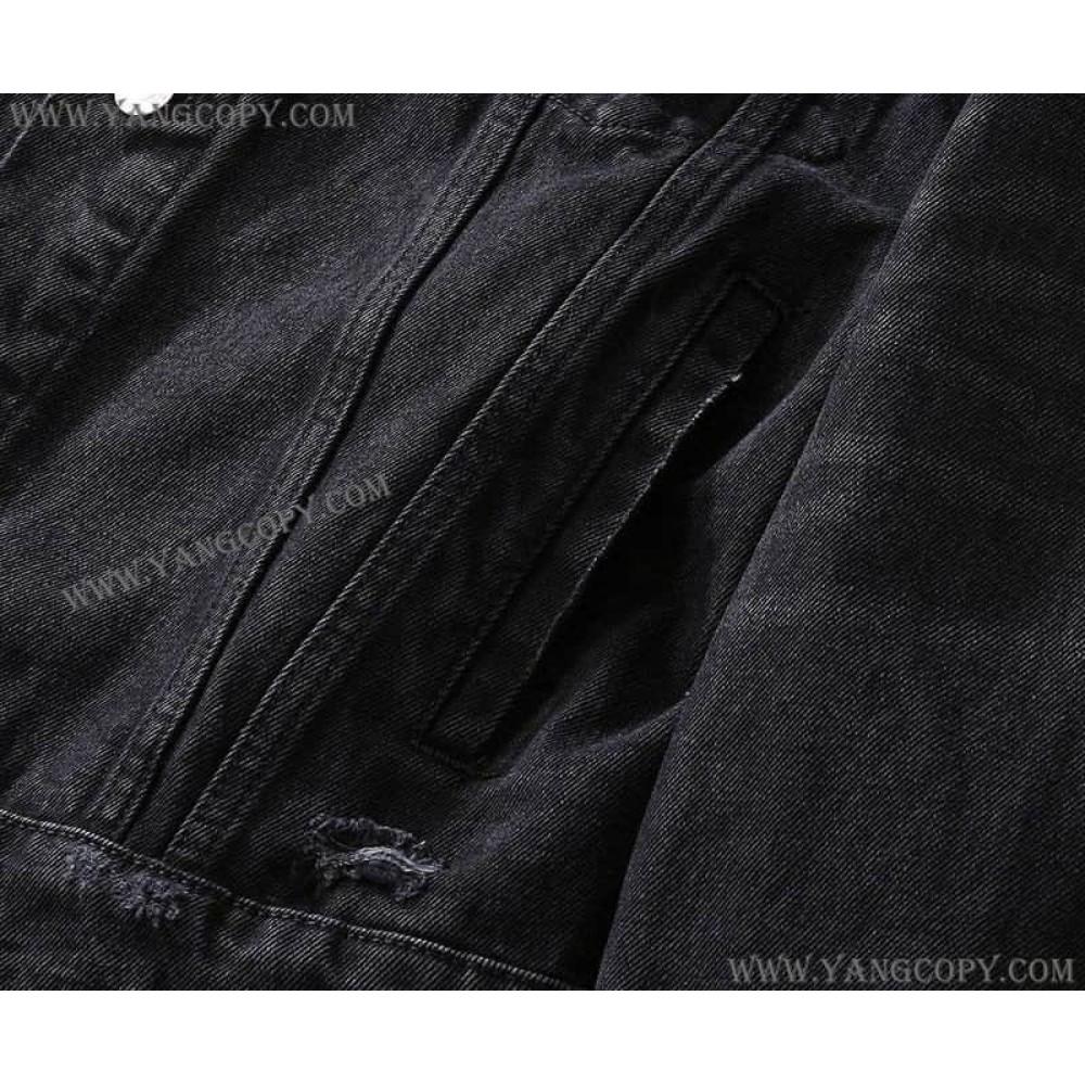 バレンシアガ 偽物 Barcode Large Fit ジャケット ブラックデニム bax80679