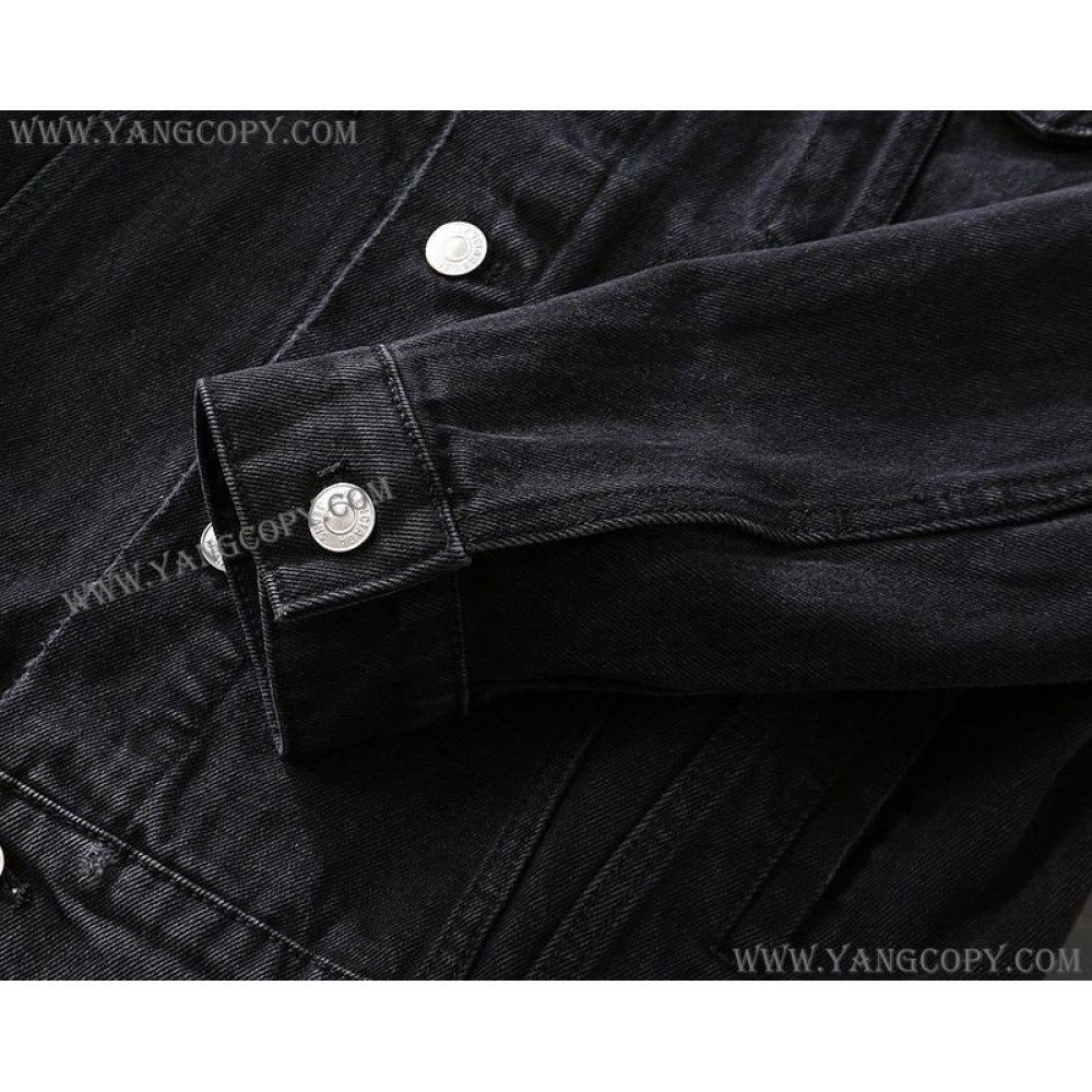 バレンシアガ 偽物 Barcode Large Fit ジャケット ブラックデニム bax80679
