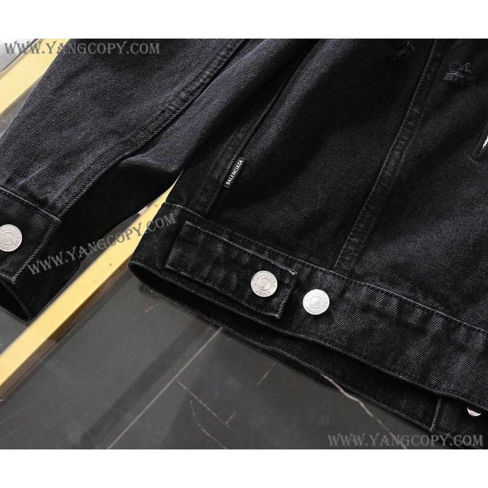 バレンシアガ 偽物 Barcode Large Fit ジャケット ブラックデニム bax80679