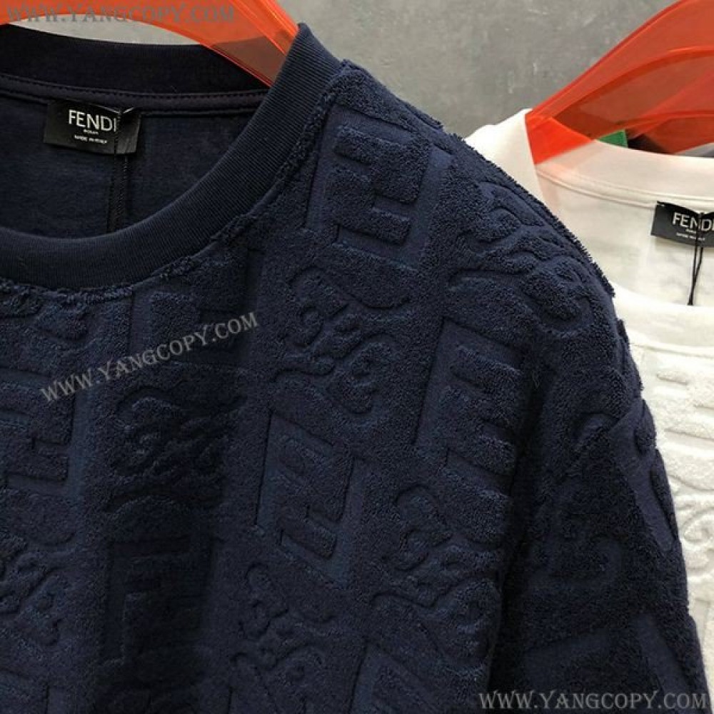 フェンディ スーパーコピー FFロゴ モノグラム ブラック Tシャツ 3色 few32608