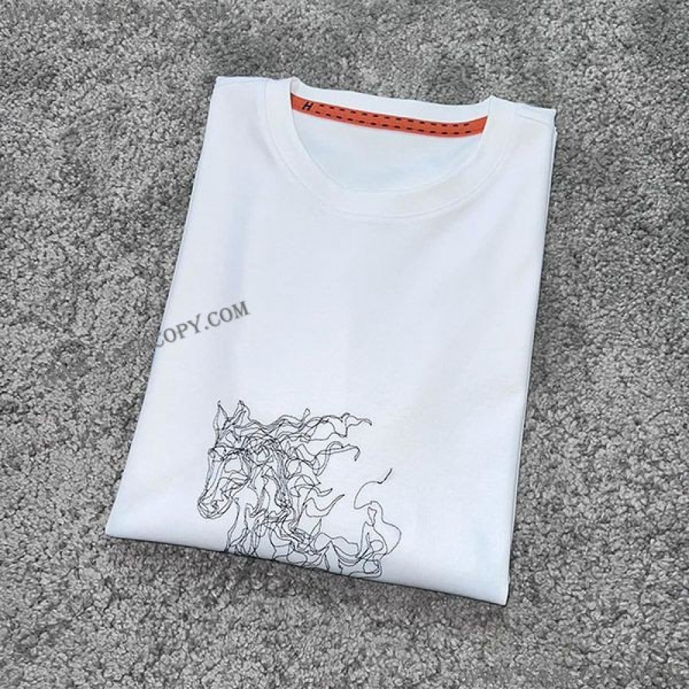 エルメス コピー 半袖 Tシャツ H刺繍 コットン err31105