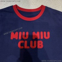 ミュウミュウ コピー フロントロゴが可愛い ロゴ刺繍入りジャージーTシャツ myc47805