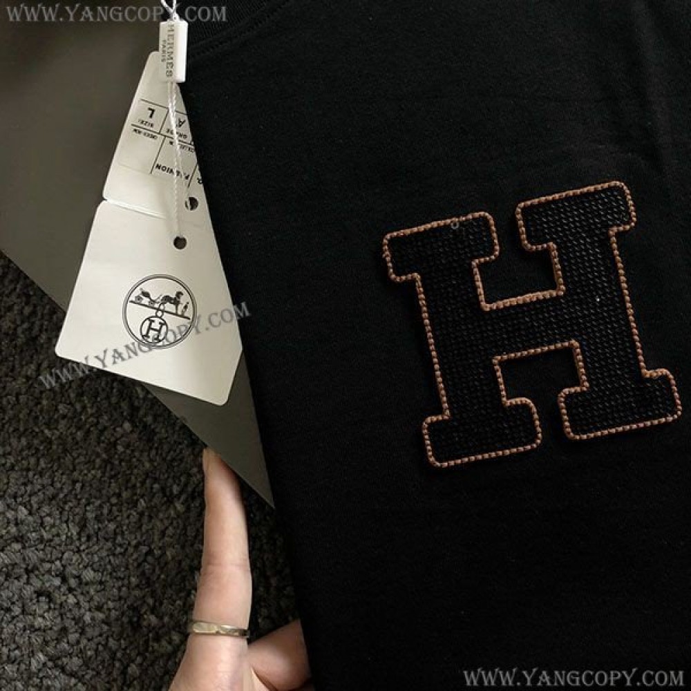 エルメス 偽物 半袖 Tシャツ H刺繍 コットン eri25864