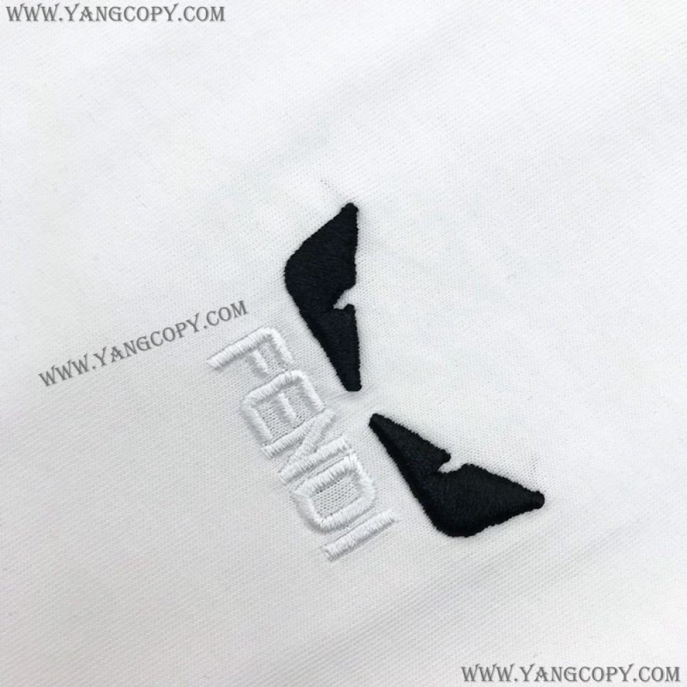 フェンディ 偽物 モンスター ロゴ クルーネック Tシャツ fec07067