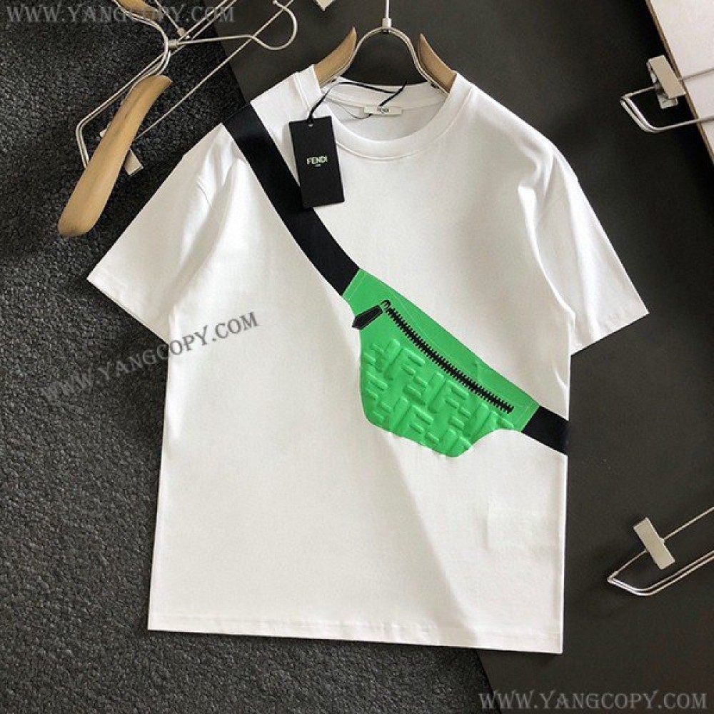 フェンディ 偽物 ィ ホワイト ジャージー 半袖 Tシャツ fem81586