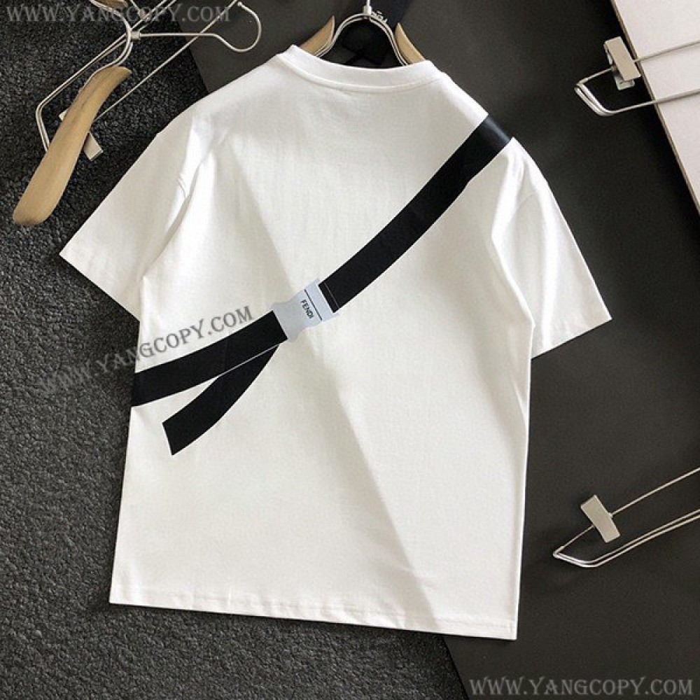 フェンディ 偽物 ィ ホワイト ジャージー 半袖 Tシャツ fem81586