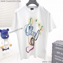 フェンディ 偽物 クルーネックロゴジャージーTシャツ fev51967