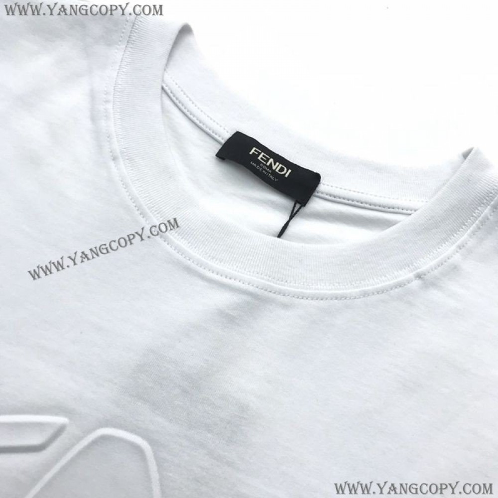 フェンディ コピー クルーネックロゴジャージーTシャツ fem98913