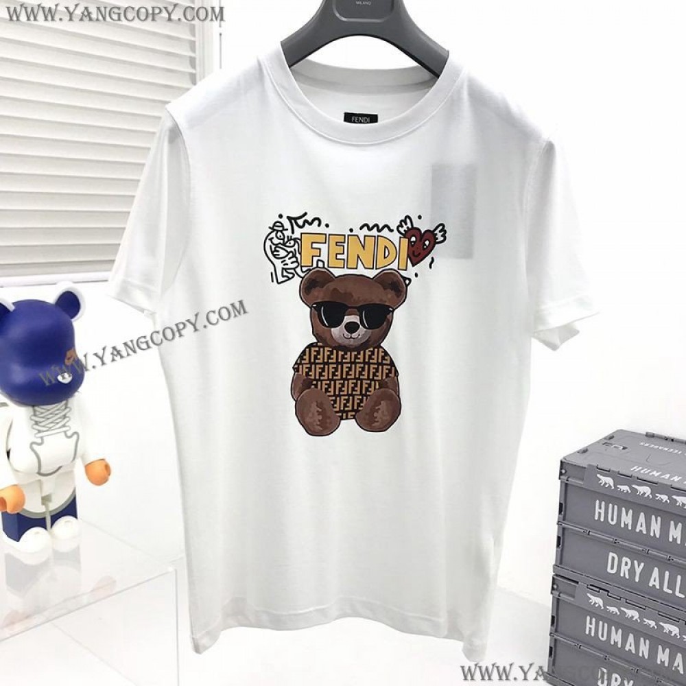 フェンディ コピー クルーネックロゴジャージーTシャツ fei32629