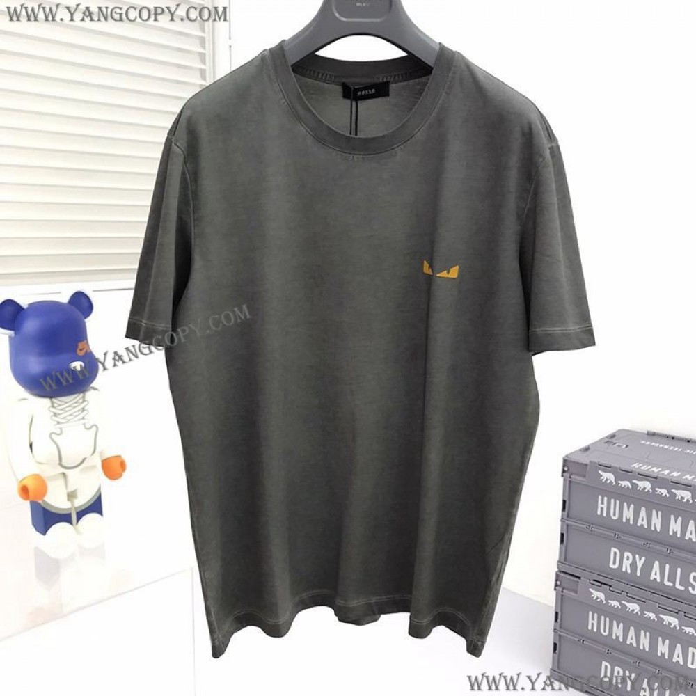 フェンディ 偽物 モンスター ロゴ クルーネック Tシャツ fea01225