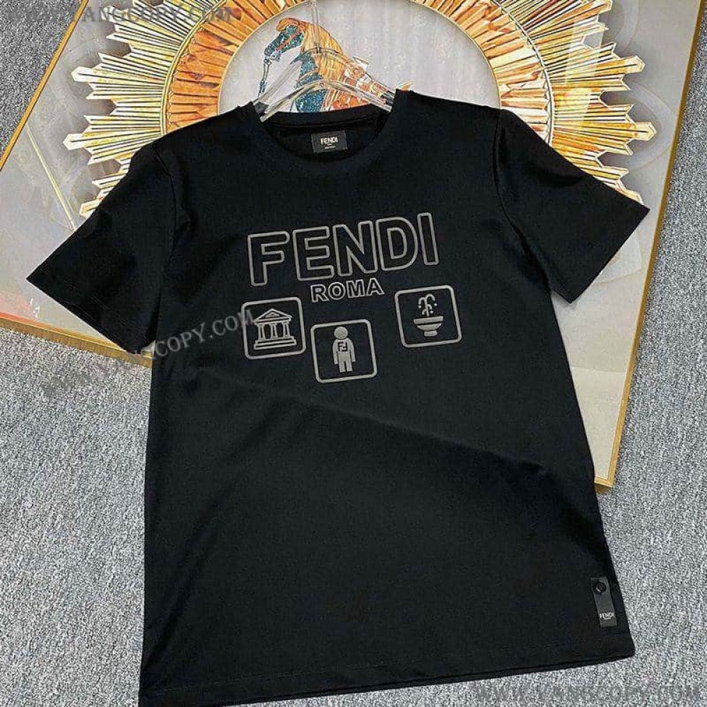 フェンディ 偽物 ROMA ロゴ クルーネック Tシャツ fej27890