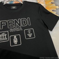 フェンディ 偽物 ROMA ロゴ クルーネック Tシャツ fej27890