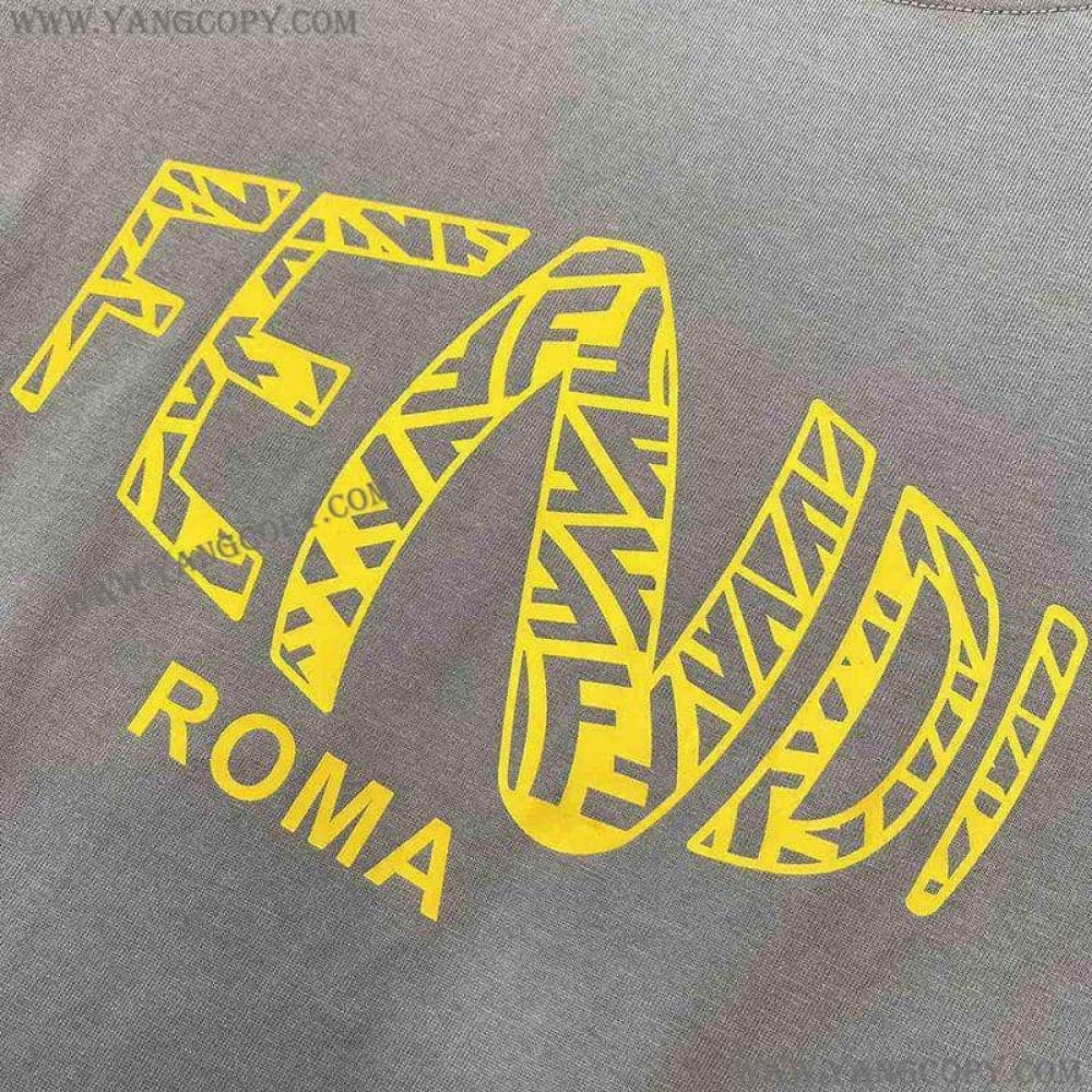 フェンディ コピー ROMA ロゴ クルーネック Tシャツ fel93787