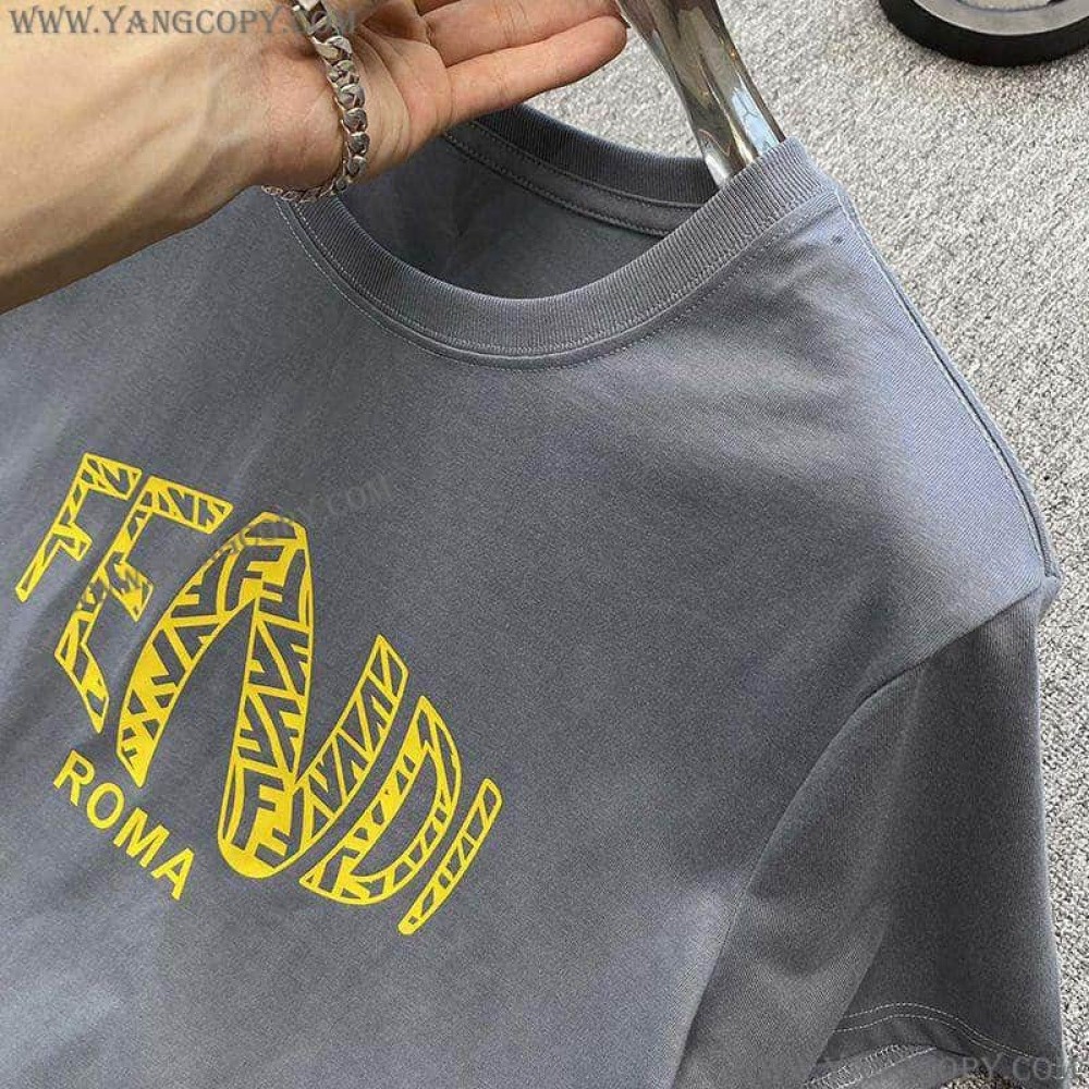 フェンディ コピー ROMA ロゴ クルーネック Tシャツ fel93787