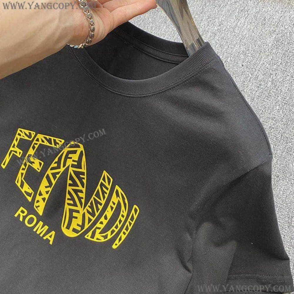 フェンディ コピー ROMA ロゴ クルーネック Tシャツ fem68708