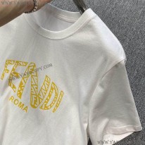 フェンディ コピー ROMA ロゴ クルーネック Tシャツ feq97004