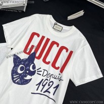 グッチ スーパーコピー Since 1921 キャット プリント Tシャツ guu43007