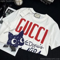 グッチ スーパーコピー Since 1921 キャット プリント Tシャツ guu43007