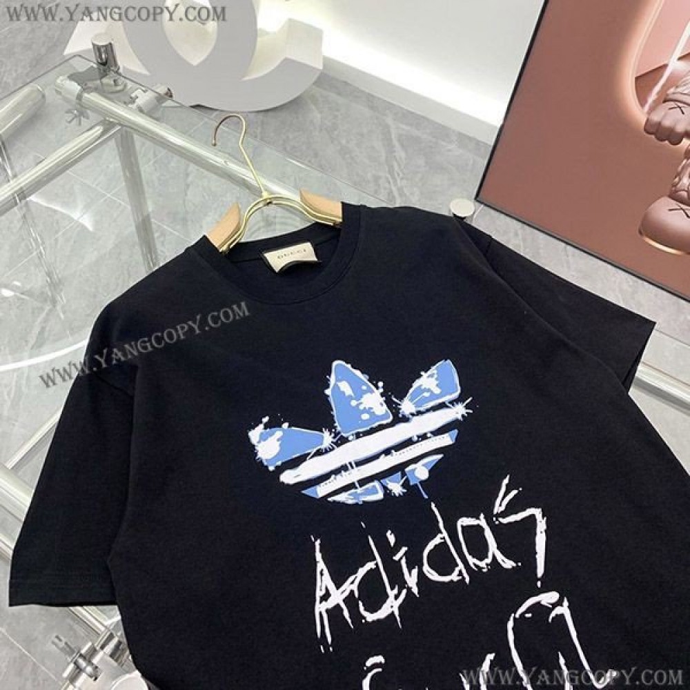 adidas x グッチ 偽物 コットン Tシャツ gul99522