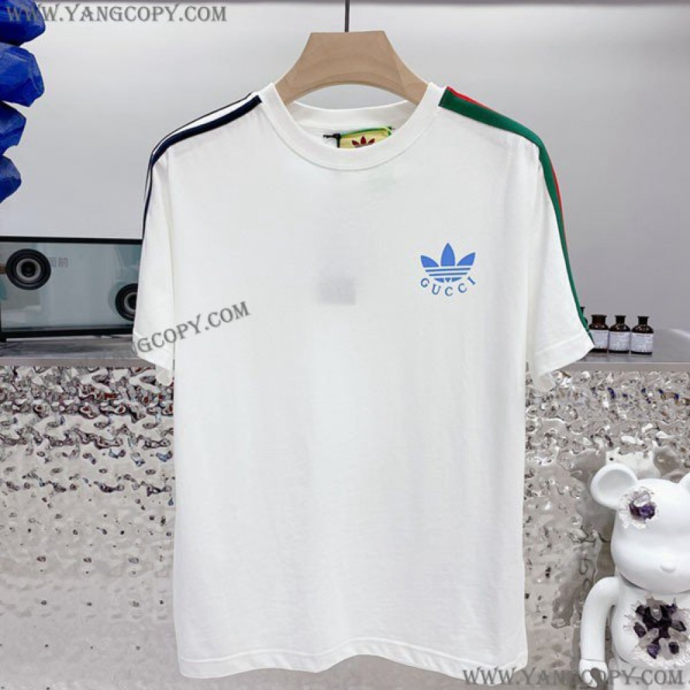 ディダス×グッチ 偽物 コットン ジャージ Tシャツ guy00930