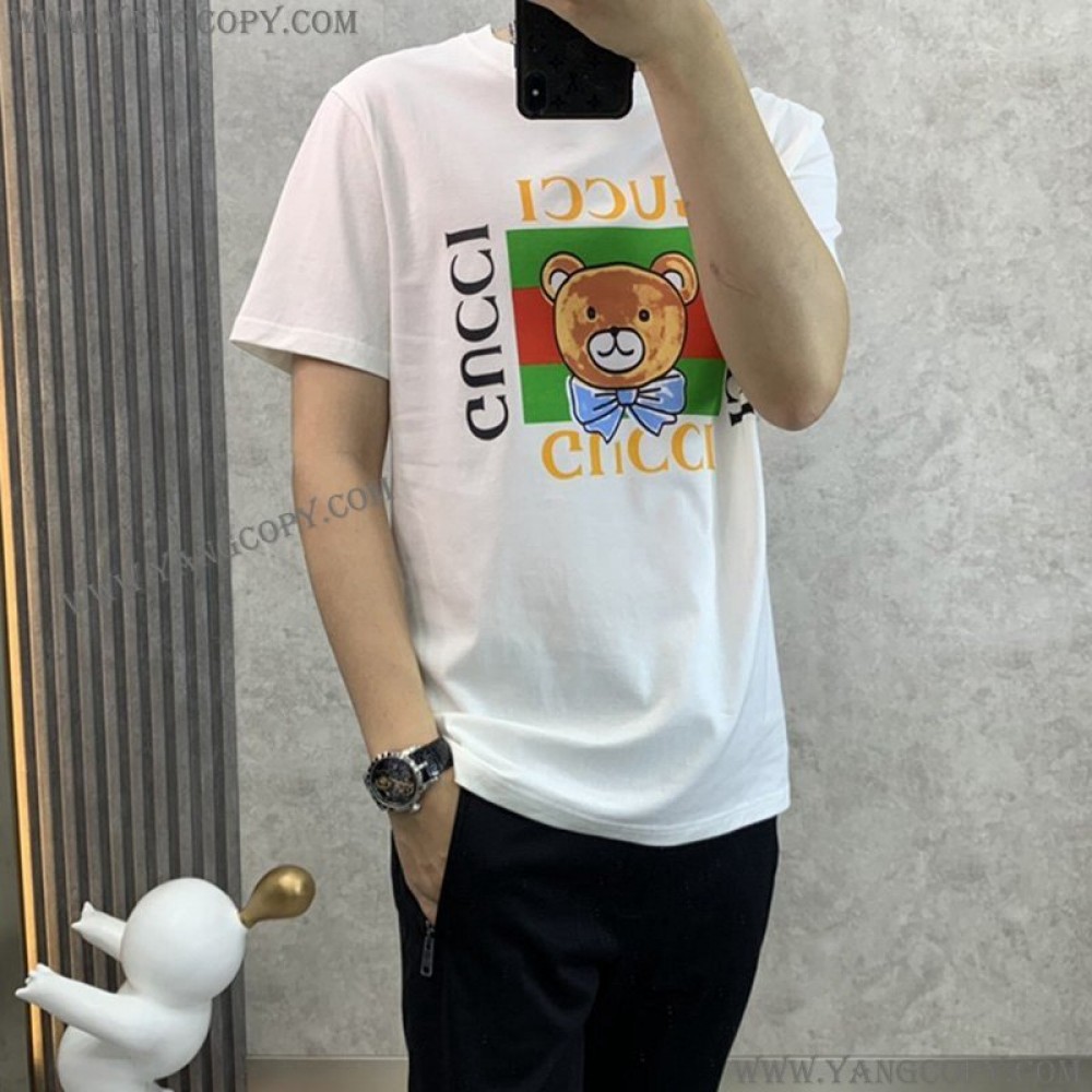 グッチ スーパーコピー コットン Tシャツ 半袖 ロゴ guv10858