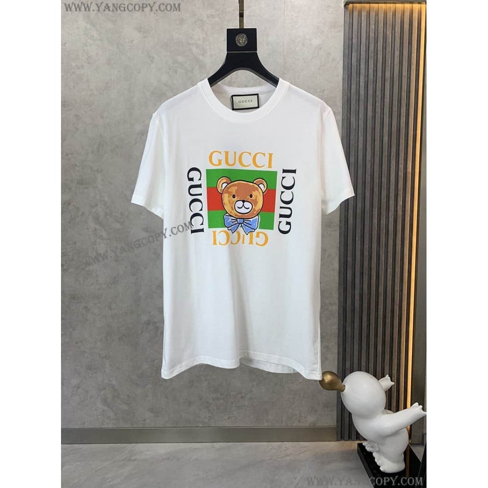 グッチ スーパーコピー コットン Tシャツ 半袖 ロゴ guv10858