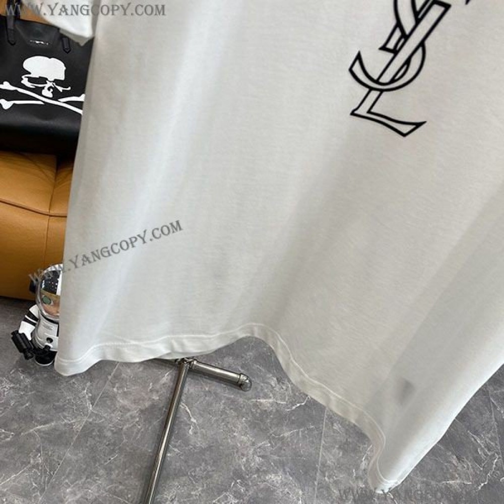 サンローラン スーパーコピー リバースロゴ 半袖Tシャツ Sax51589