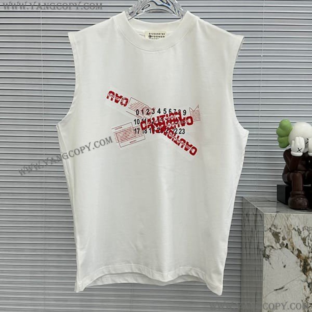MM6 メゾンマルジェラ 偽物 ナンバリング ロゴ Tシャツ ベスト 2色 Mas03925