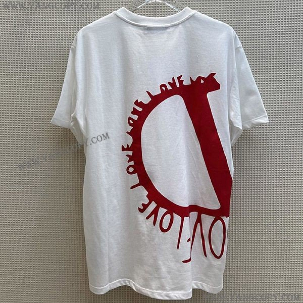 ヴァレンティノ 偽物 LOVE Vロゴ コットン 半袖 Tシャツ Vun15448