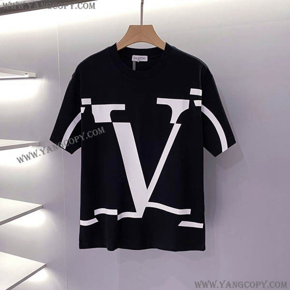 ヴァレンティノ 偽物 Tシャツ VLTN コットンロゴ Tシャツ 2色 Vut28423