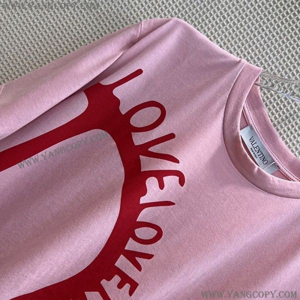 ヴァレンティノ スーパーコピー LOVE Vロゴ コットン 半袖 Tシャツ Vun68592