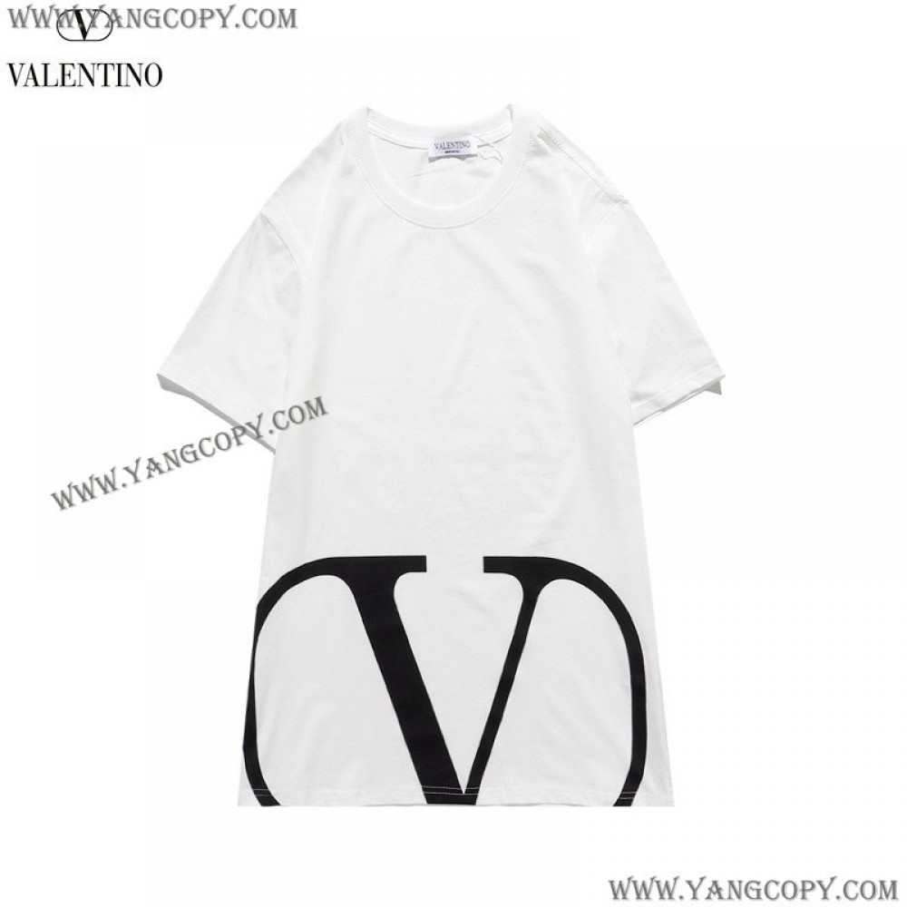 ヴァレンティノ コピー Tシャツ VLTN コットンロゴ Tシャツ 2色 Vua65573